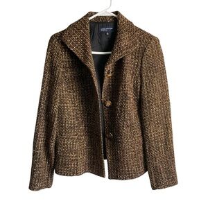 Jones New York Signature Charente Wool Blend Tweed Jacket – Acorn Combo, Size 10